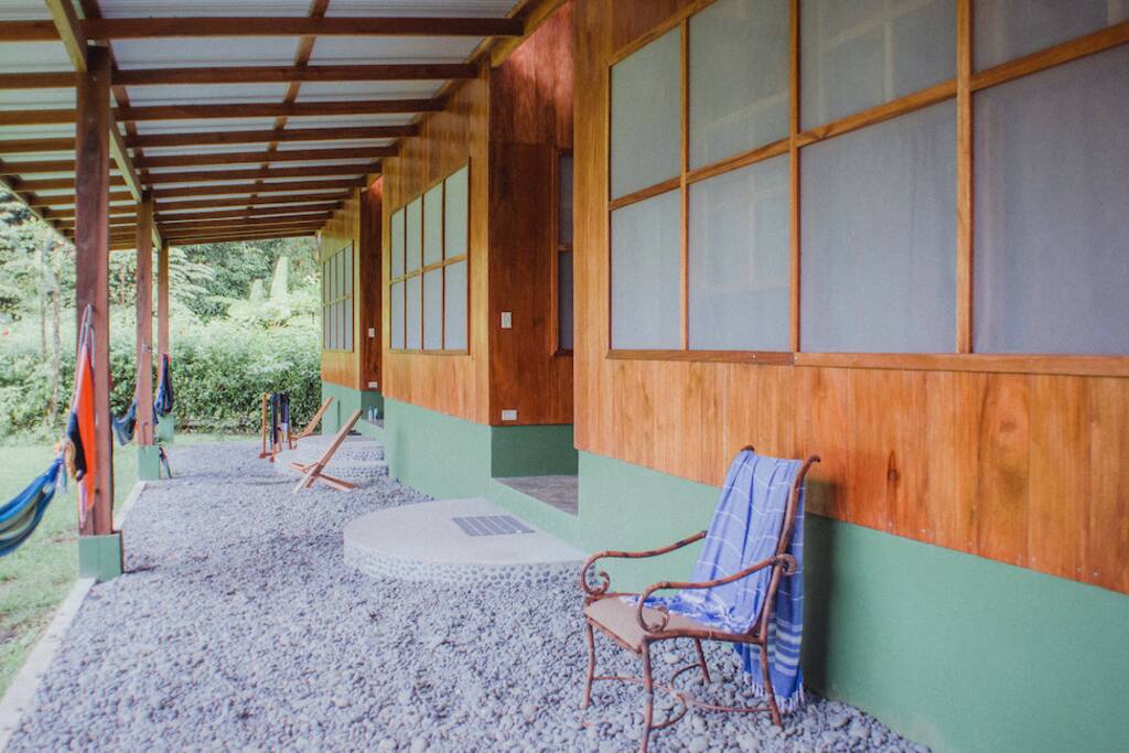 Each room has it's own hammock and seating area facing the jungle and gardens