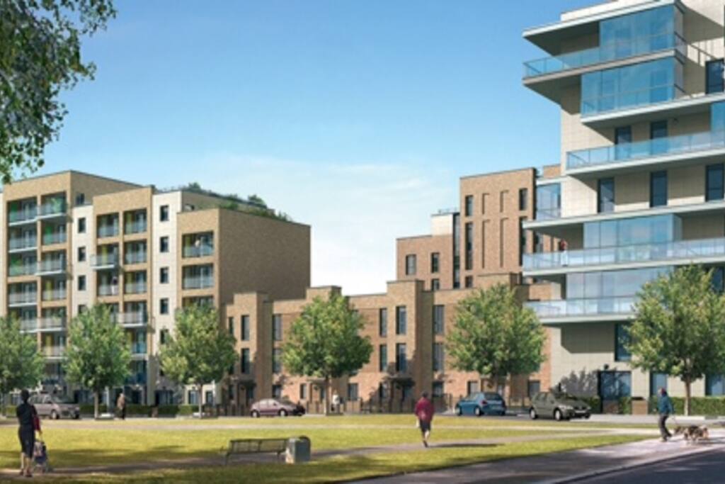 Our building in Acton Gardens overlooking the park.
