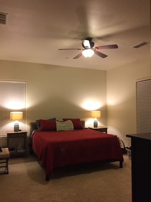 large Master suite with walk in shower and large tub.