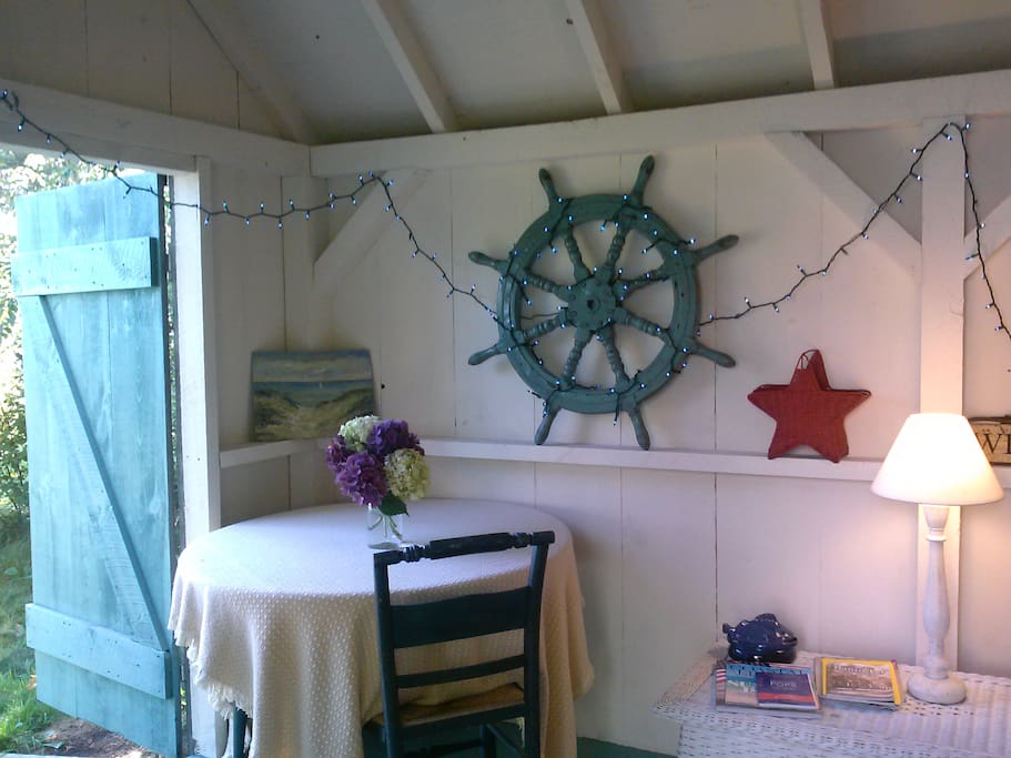 The old ships wheel is my favorite, especially when all lit up in the evening.