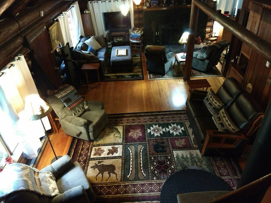 sitting area by wood stove