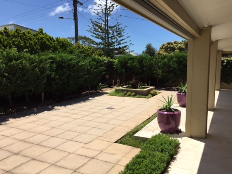 Privacy to the front of property with shaded deck