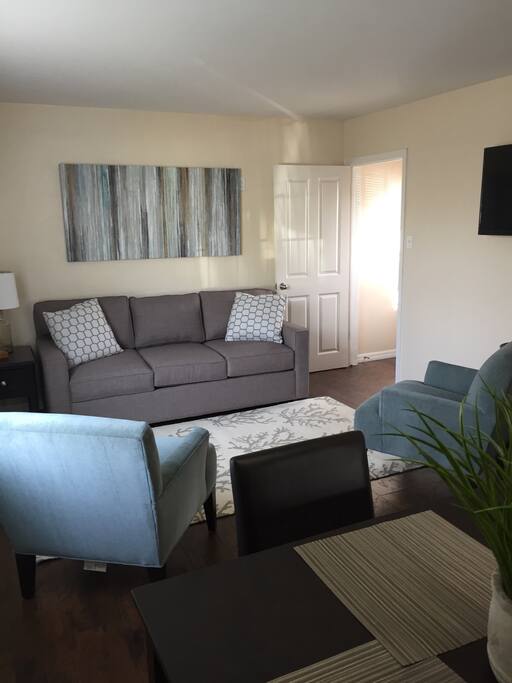 The Beautiful Family Room with Foldout Queen Size Couch!