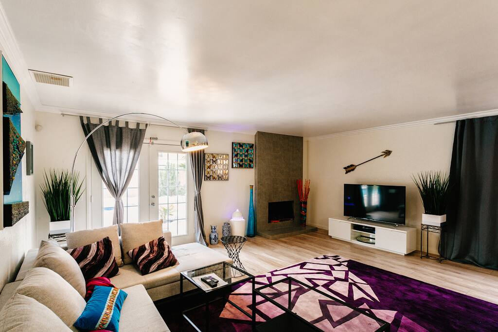 View of living room towards the back yard.