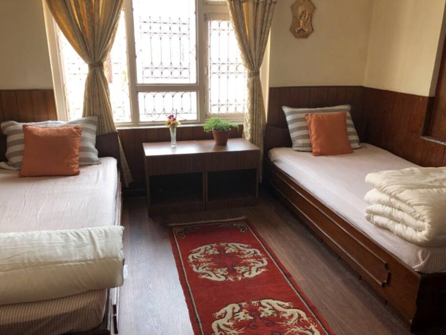 The second bedroom comes with two twin beds, stand up closet and double nightstands.
