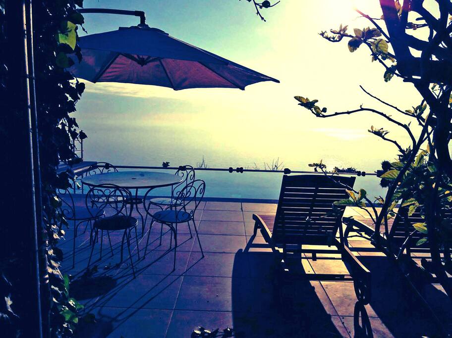 swimming pool area sea view