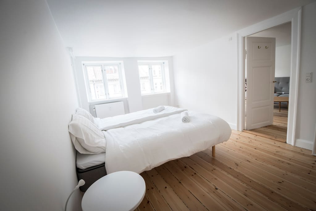 Newly sanded wooden floors throughout