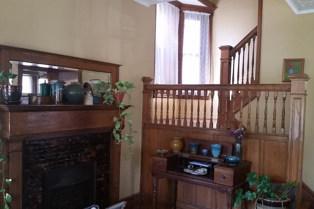 Fireplace and front entry