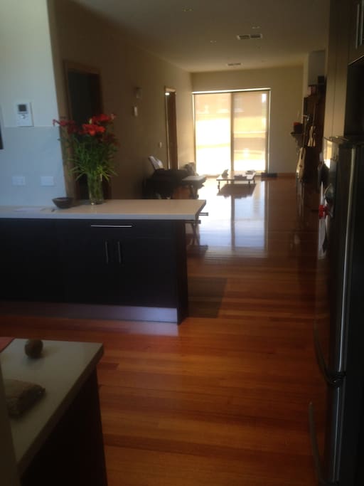 Shared living space faces Bridge Rd with a view of the Richmond Town Hall.