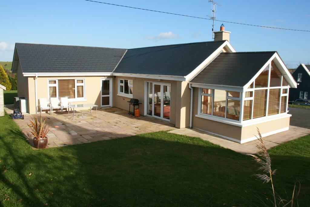 Large garden and sunny patio