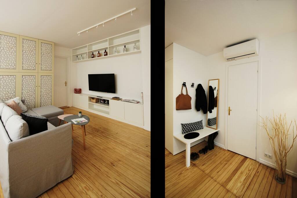 Living room with smart tv