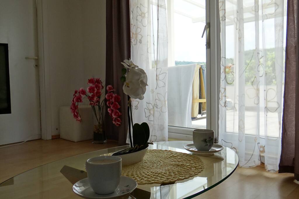 Living room and the view to the terace