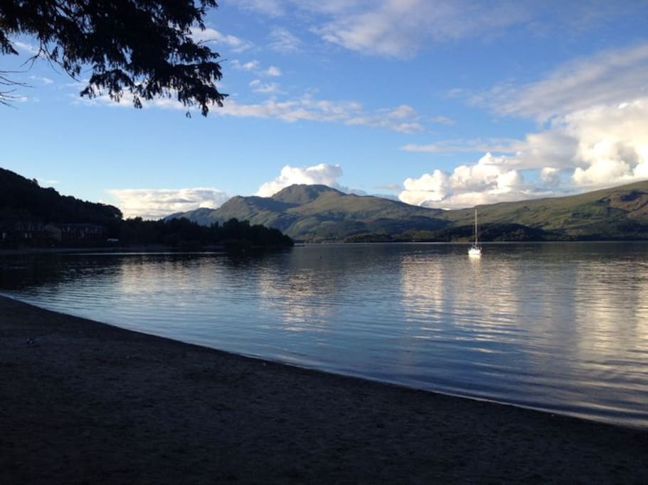 This is the beach at Luss, Loch Lomond, about 15 minutes away from the house
