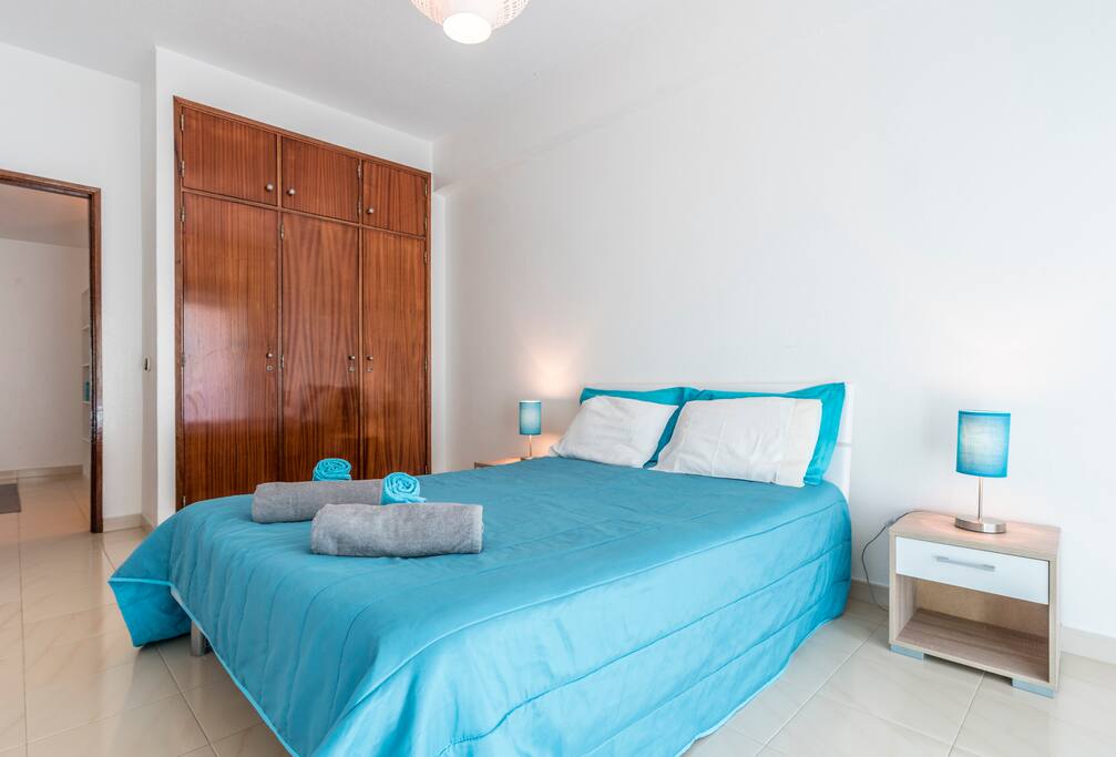 Bedroom 1 with double bed facing south with balcony.