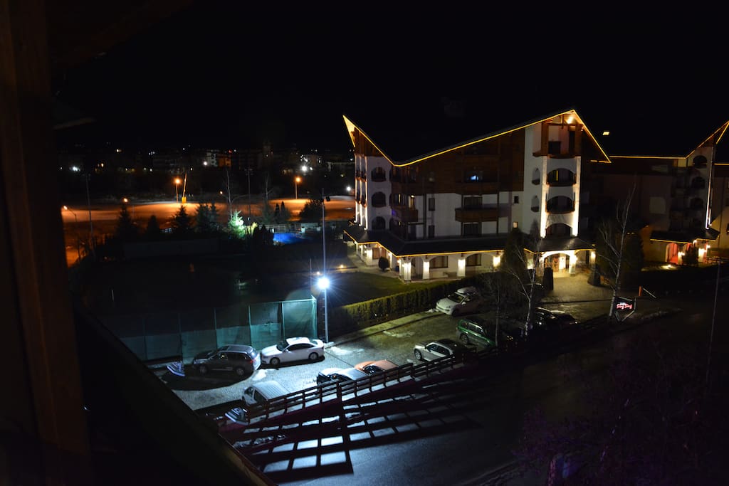view from living room of ski slopes