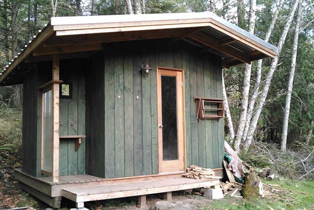 This is our large wood fired cedar sauna