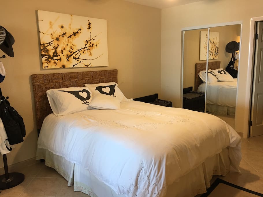 Master bedroom with Queen bedand bathroom