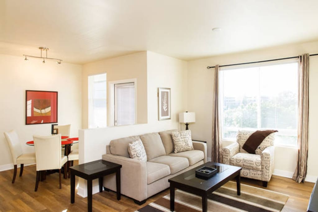 Living room and dining room