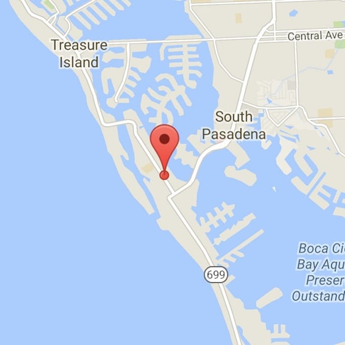 Our location on St Pete Beach, surrounded by water