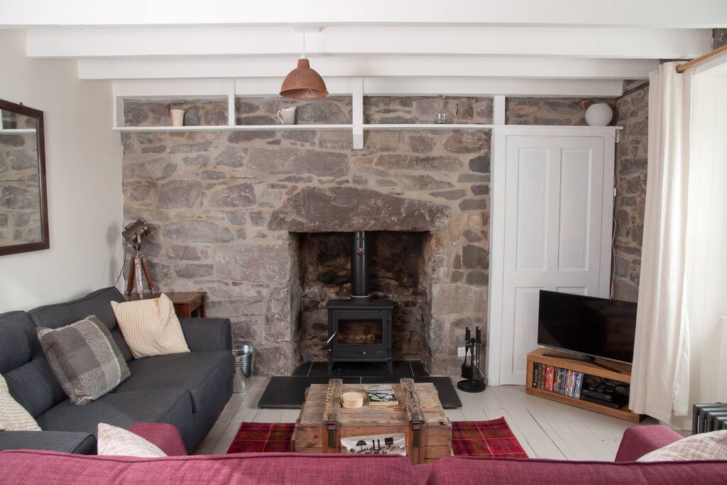 Woodburner and big sofas