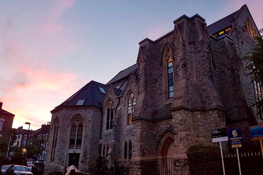 Gorgeous sunset over the church