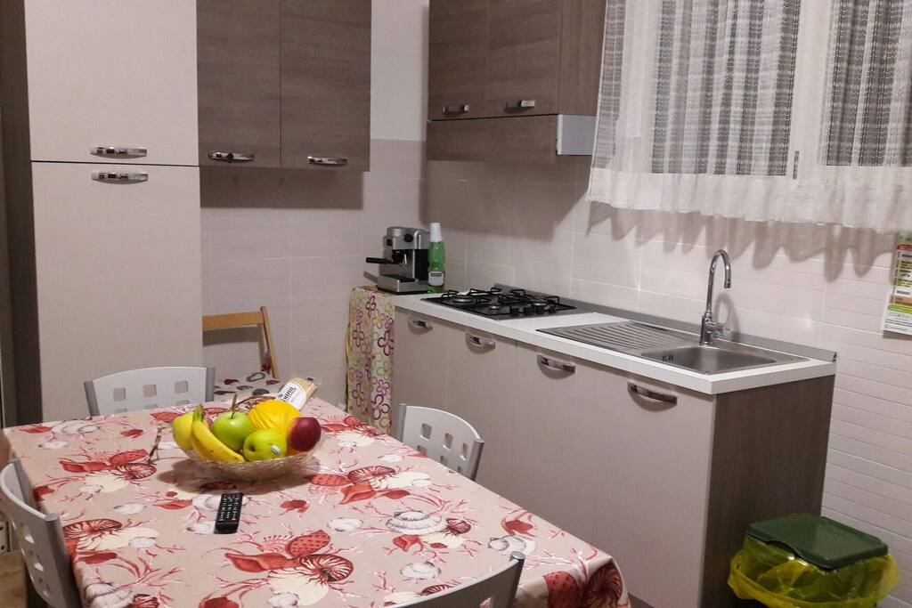 Kitchen, lights on