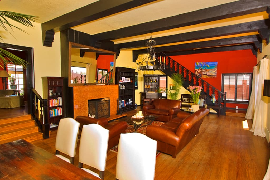 Formal dining area is open to the living room with seating for eight.