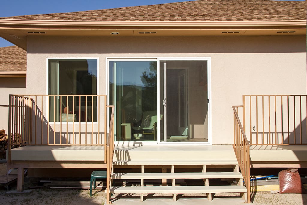 Private entrance and patio.
