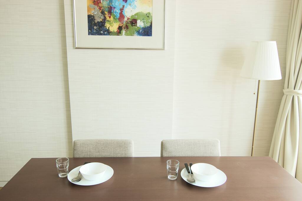 Large dining table in the living room