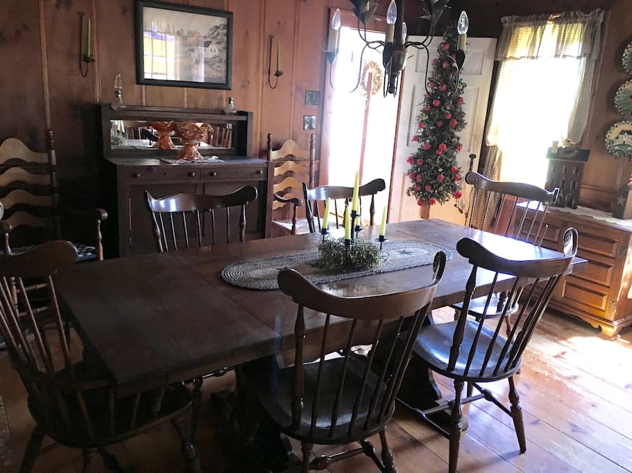 Enjoy eating breakfast in the dining room and when there is a chill in the air enjoy the warm fireplace..