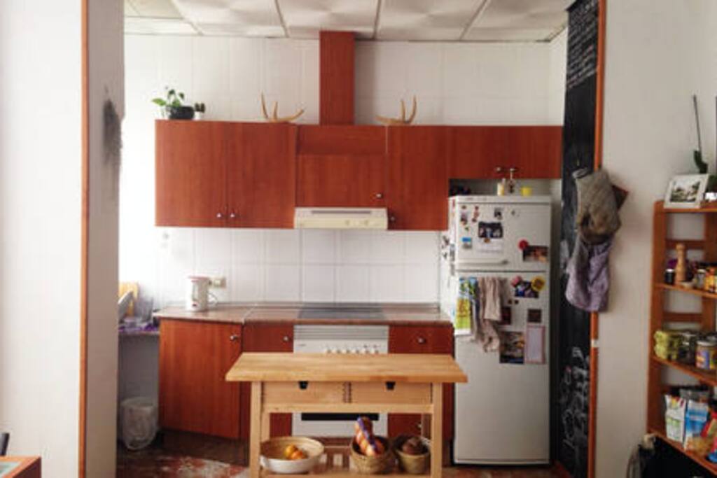 open kitchen filled with morning light.