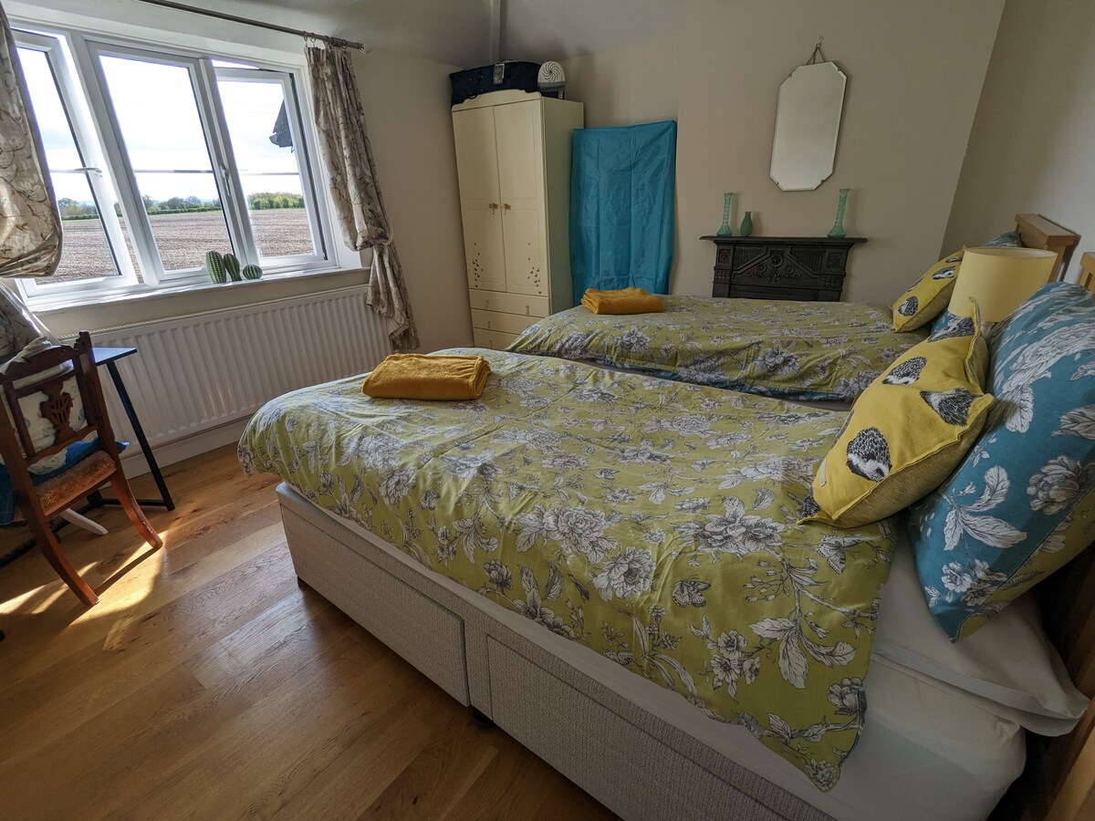 Ფართო სამხრეთით მდებარე საძინებლები.