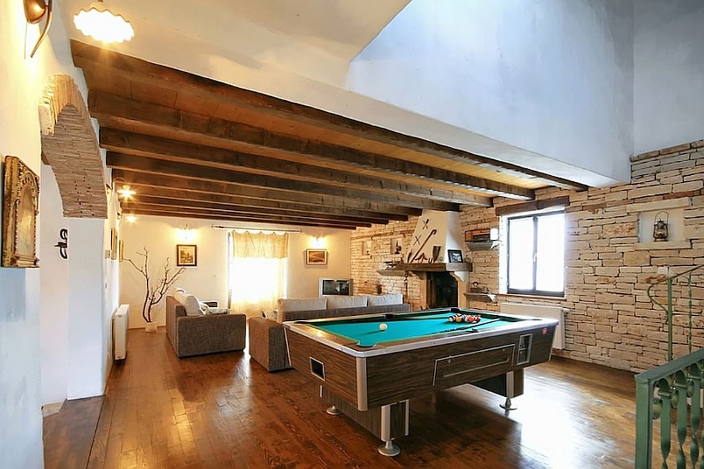 Pool table in the living room