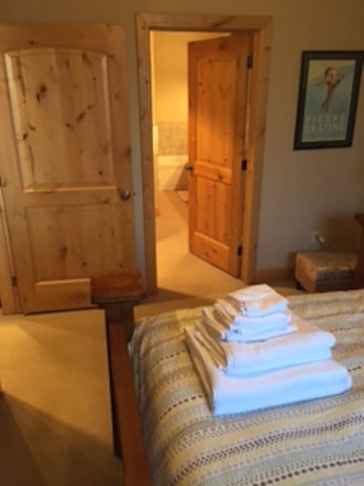 View from bedroom to bathroom