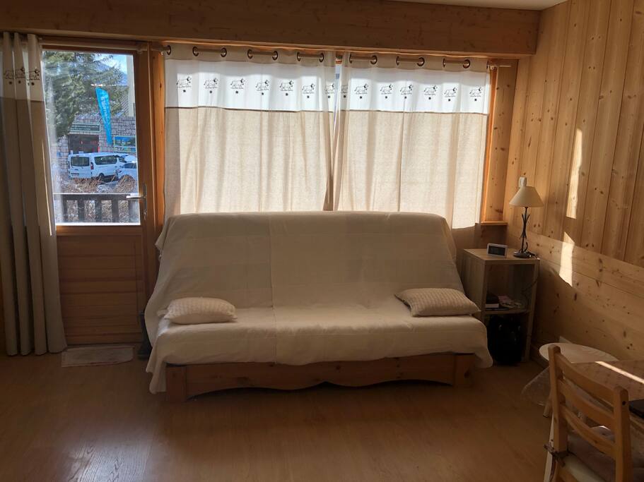 Pièce à vivre avec canapé-lit