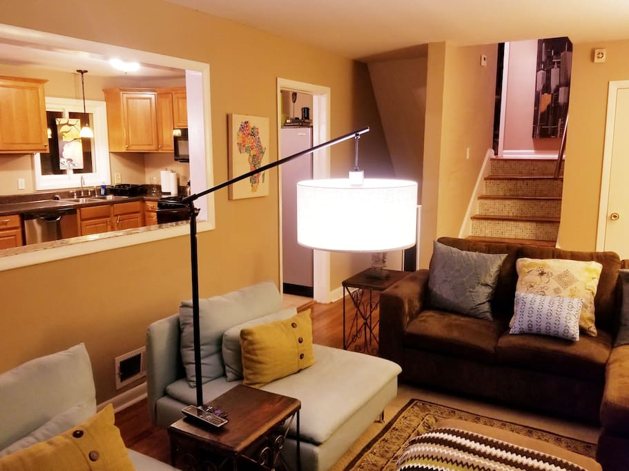 The living area of the C O C (Corporate Owned Comfort) have an open floor plan of combined living/dining/kitchen area.