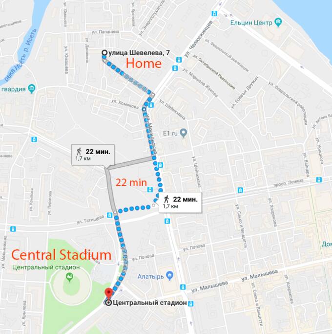 Way to the Central Stadium for FIFA 2018