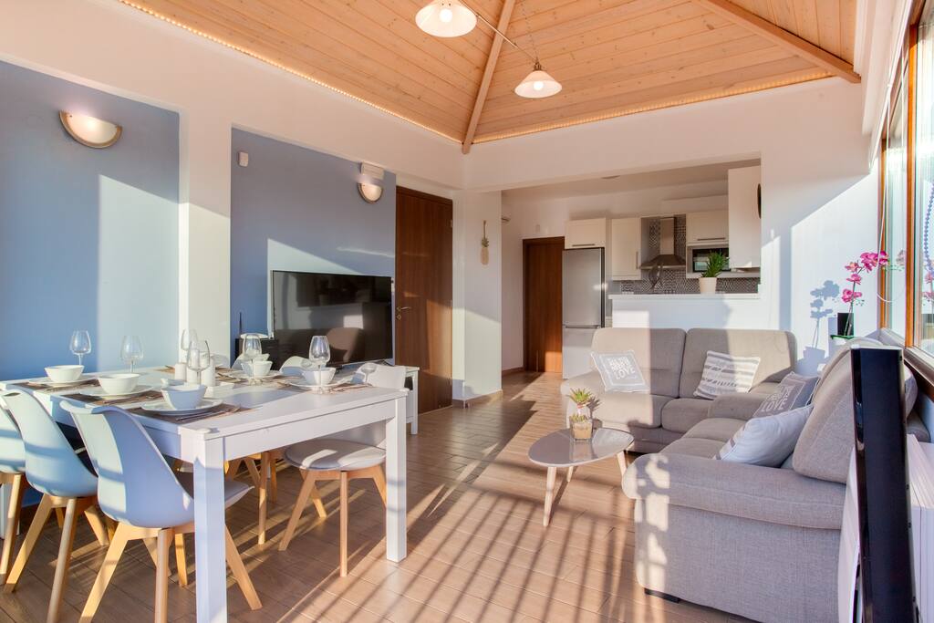 Living room with dining table