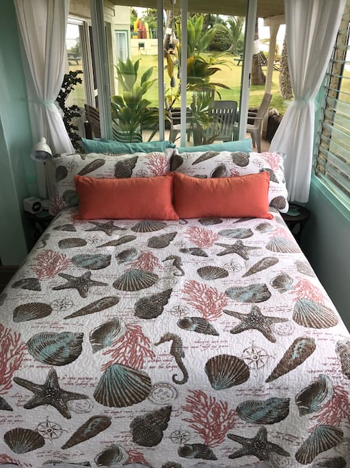 Queen bed and view