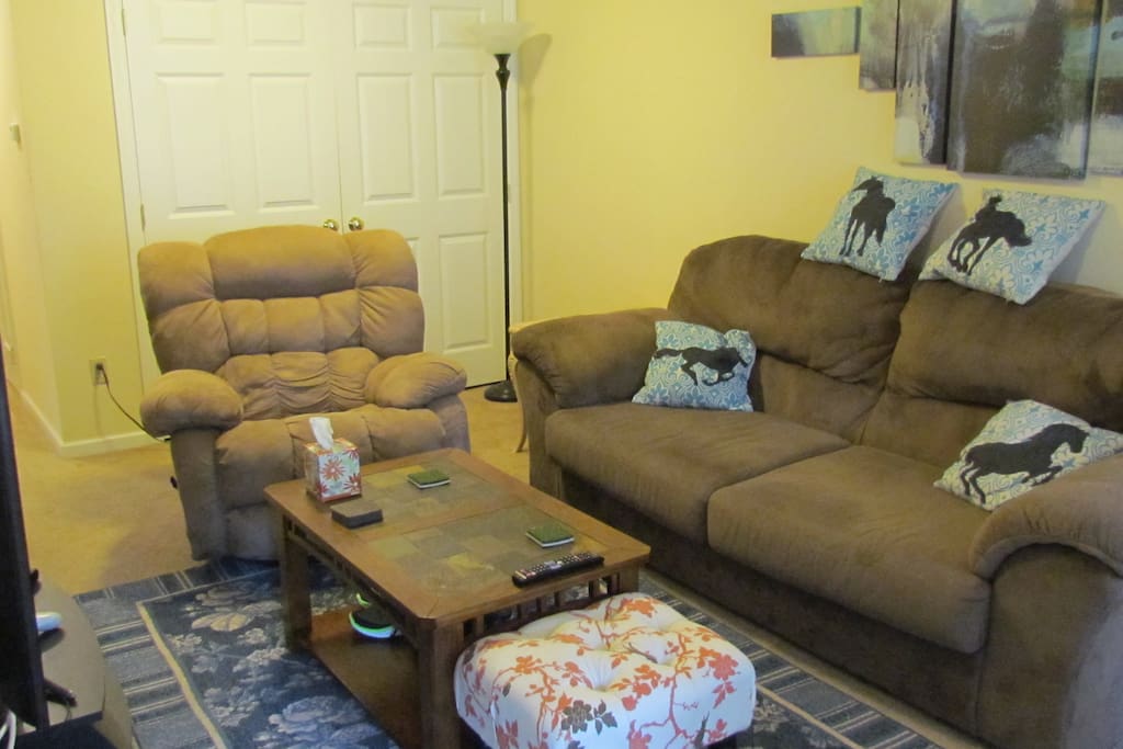 Living room with couch and recliner
