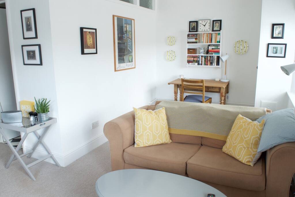 Entrance to the kitchen is on the left of the living room.