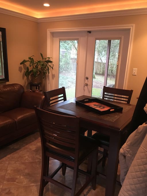 View of table facing back yard.