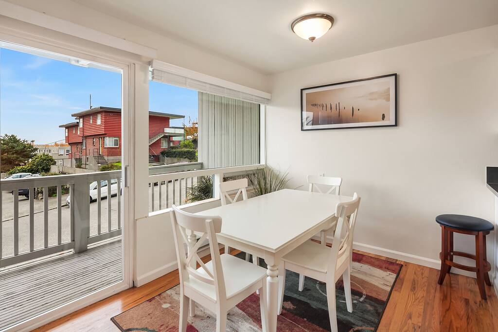 Large dining space with a view
