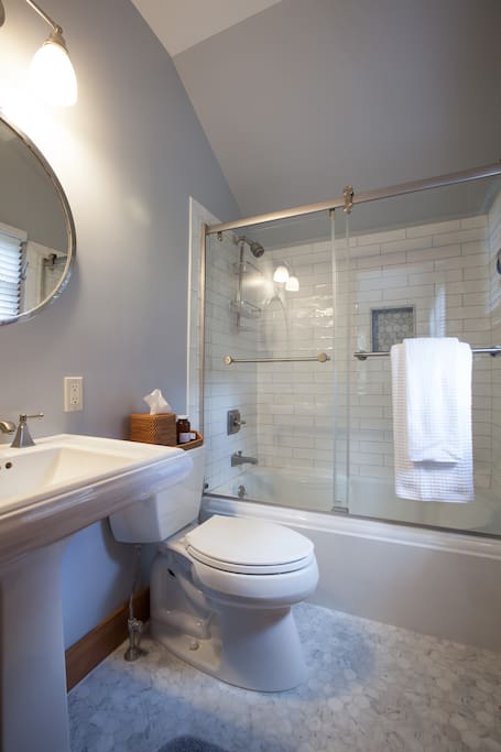 Upscale amenities include a marble ensuite master bath, organic linens and towels.