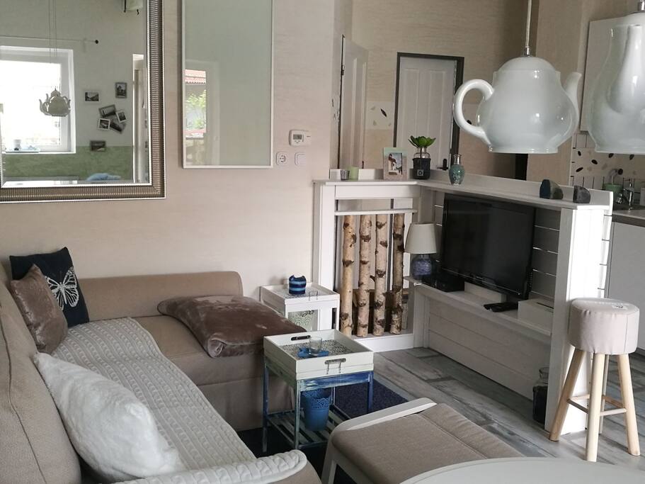 Living room with kitchen