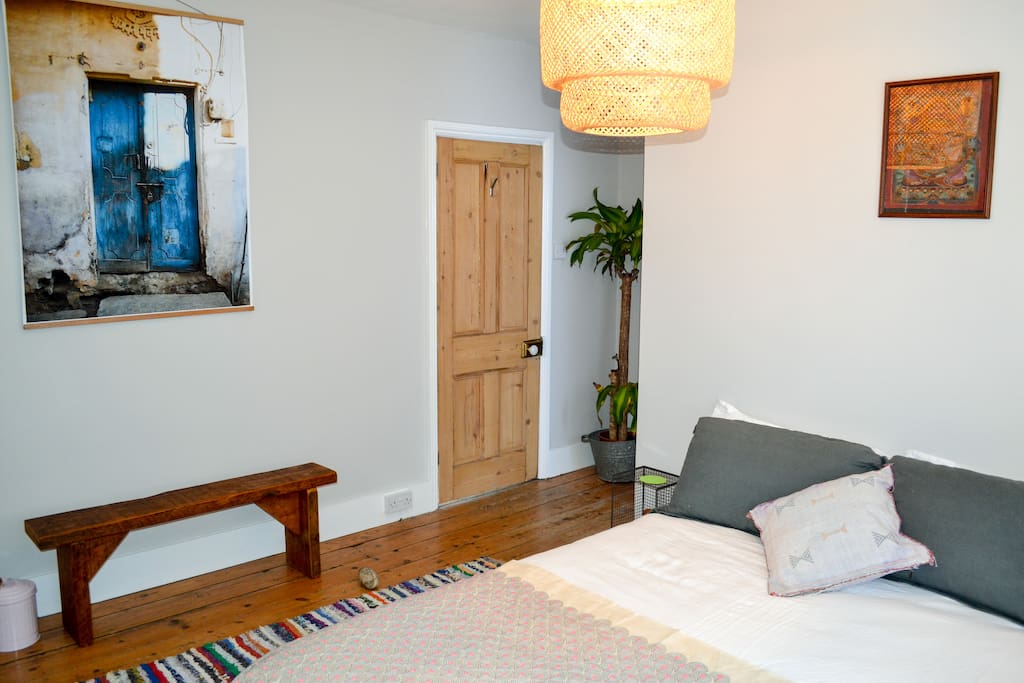 Orginal artwork and a lovely bench made from reclaimed timber