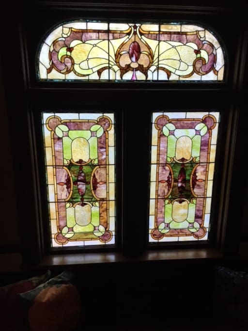 One of three stain glass windows