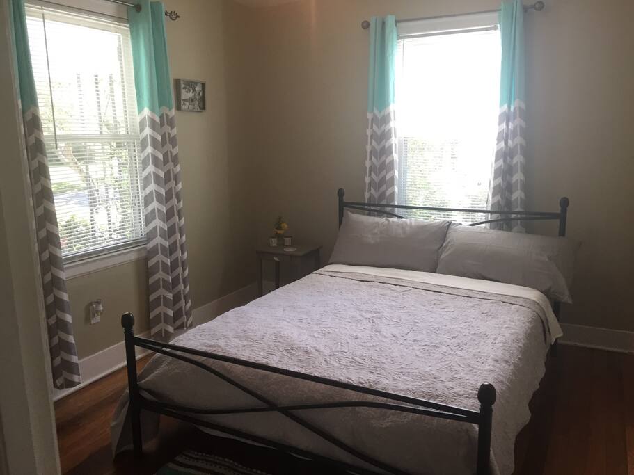 Guest bedroom with full size bed