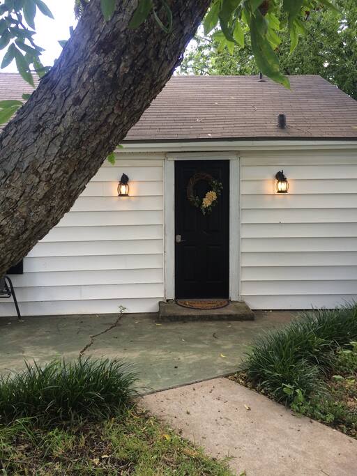 Your view of the front door as you walk from your car