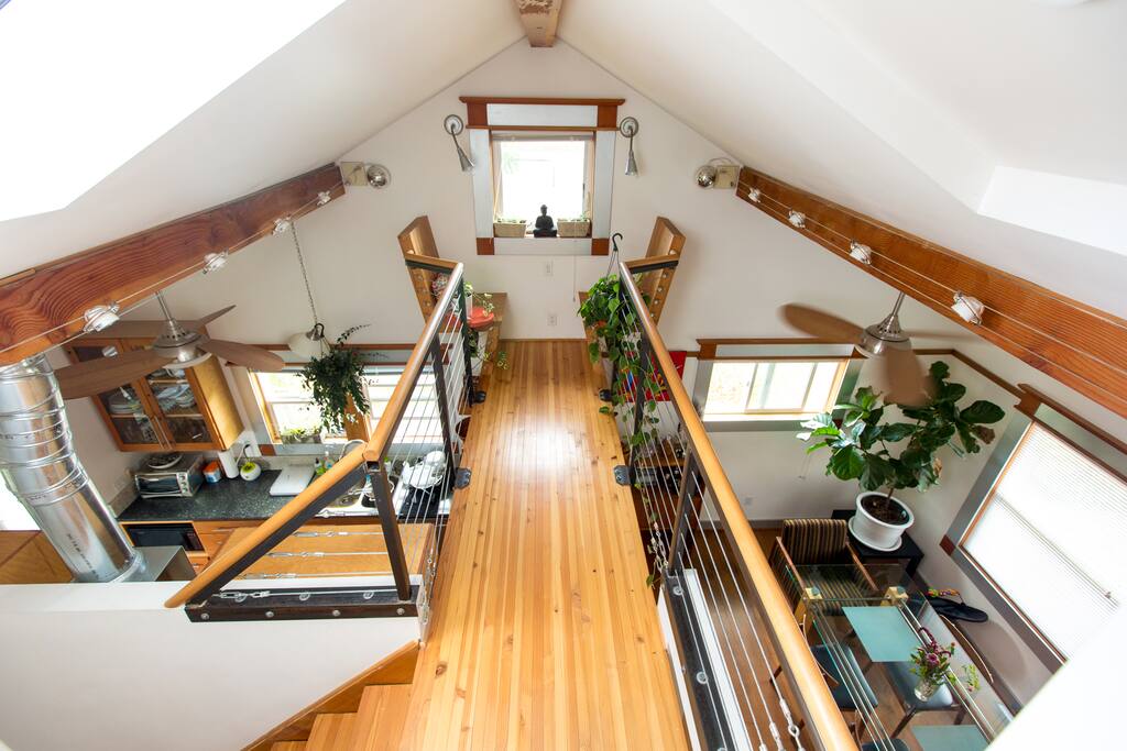 sky bridge over looking kitchen
